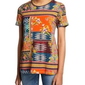 Johnny Was Allie Flower Crew Neck T-Shirt Boho Bamboo Size M